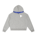 Contrast Plaid Boxy Zip Hoodie